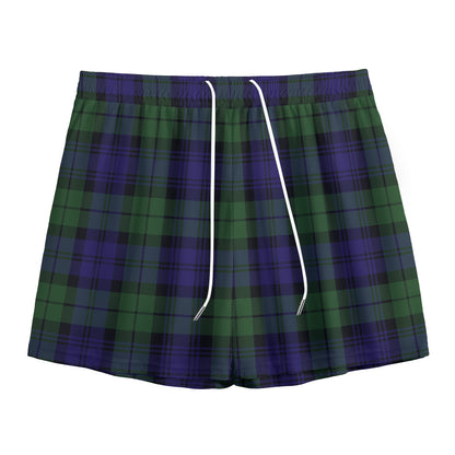 Black Watch Tartan Pattern Print Mesh Shorts