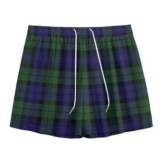 Black Watch Tartan Pattern Print Mesh Shorts
