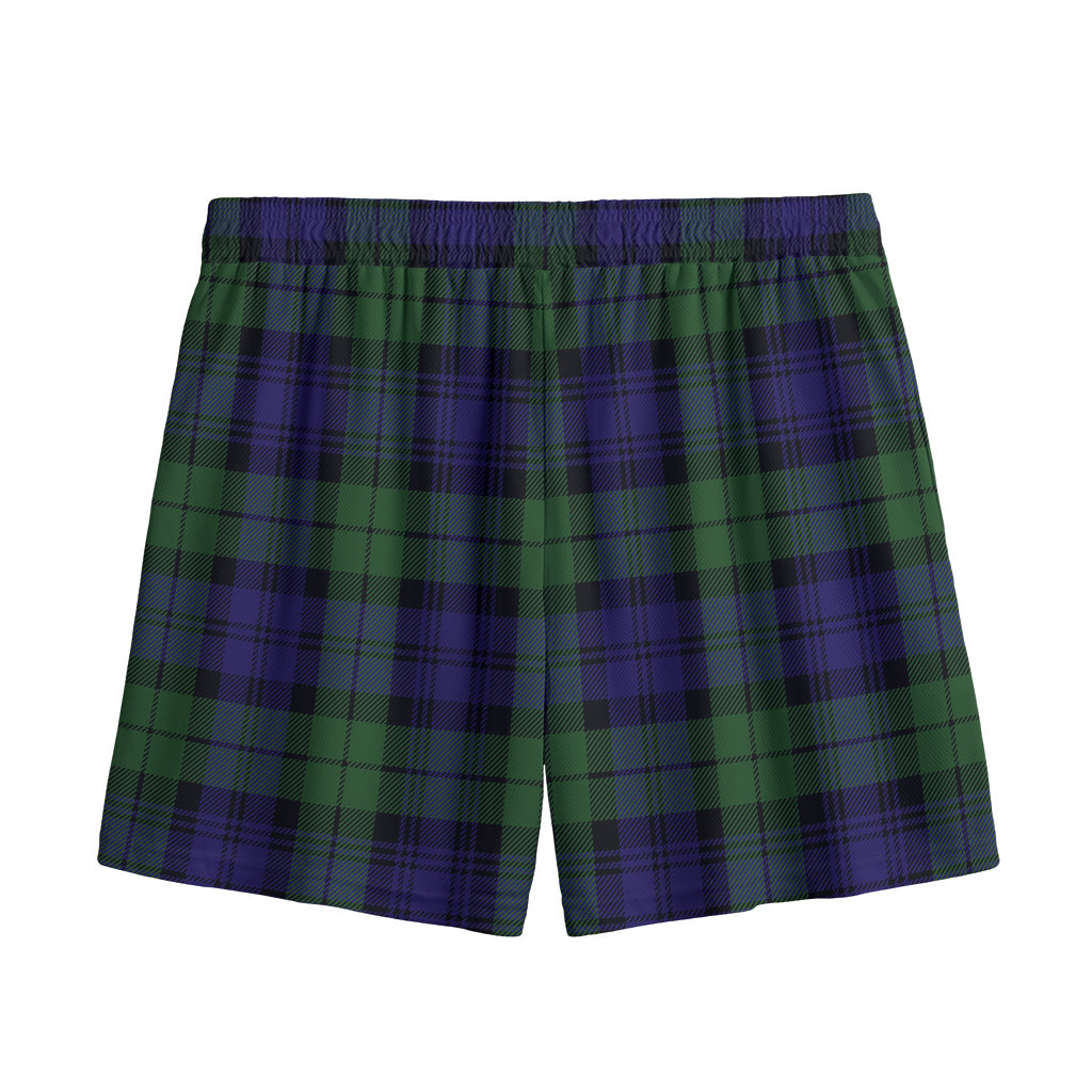 Black Watch Tartan Pattern Print Mesh Shorts