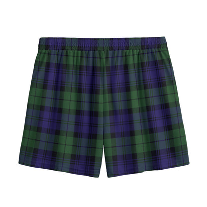 Black Watch Tartan Pattern Print Mesh Shorts