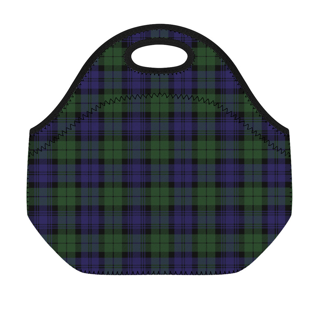 Black Watch Tartan Pattern Print Neoprene Lunch Bag