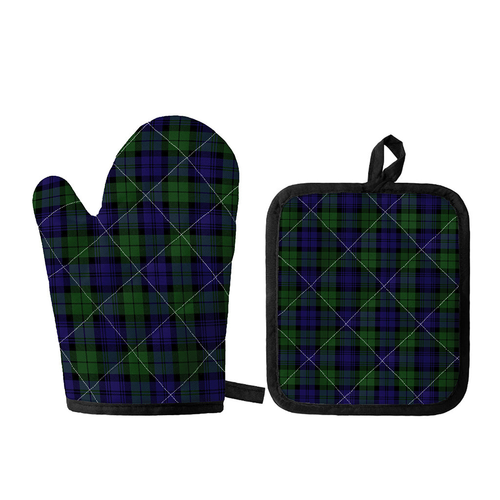 Black Watch Tartan Pattern Print Oven Mitt And Pot Holder Set
