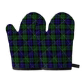 Black Watch Tartan Pattern Print Oven Mitts