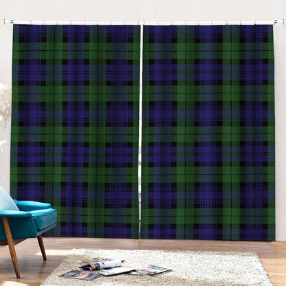 Black Watch Tartan Pattern Print Pencil Pleat Curtains