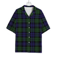 Black Watch Tartan Pattern Print Rayon Hawaiian Shirt