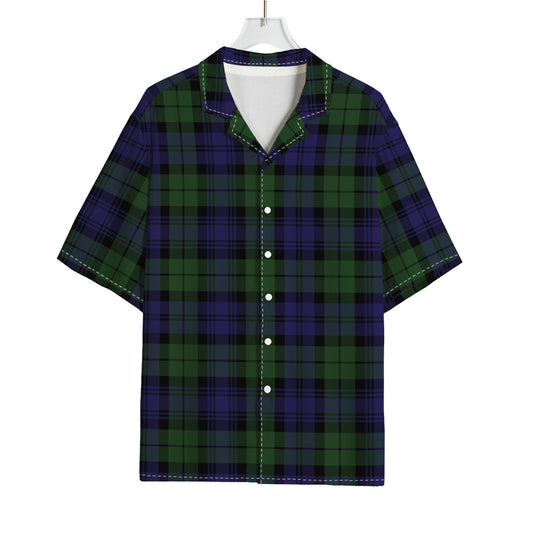 Black Watch Tartan Pattern Print Rayon Hawaiian Shirt