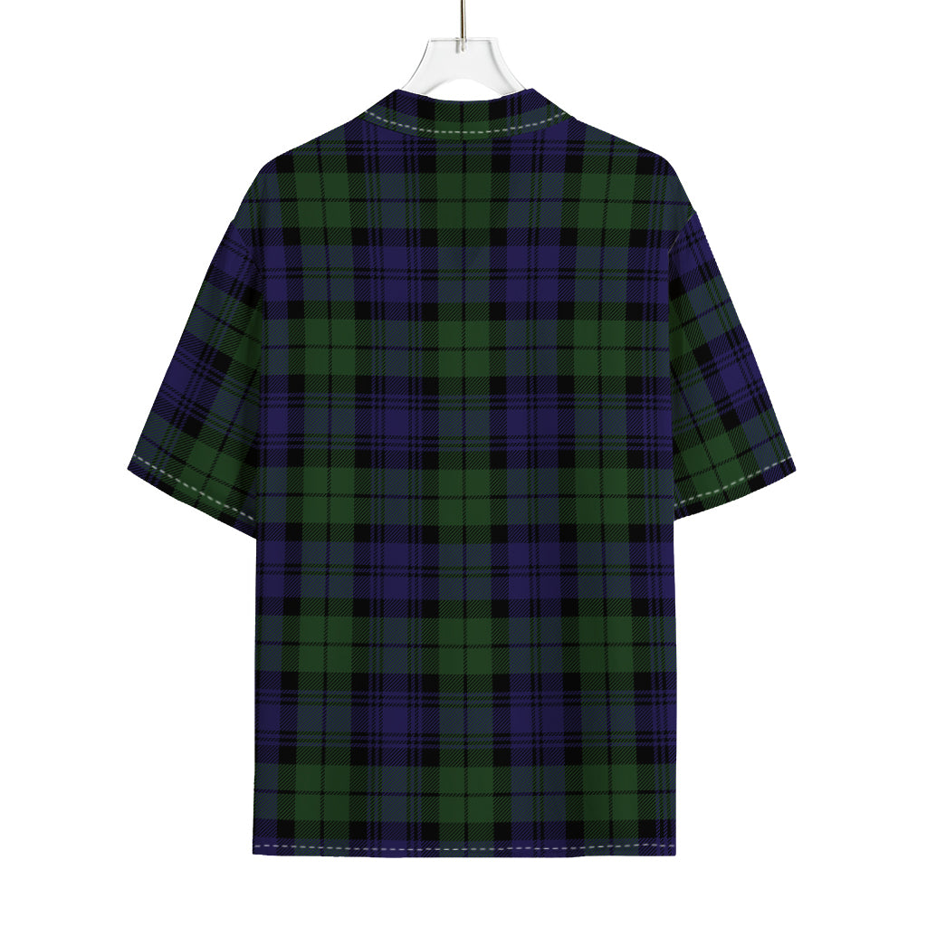 Black Watch Tartan Pattern Print Rayon Hawaiian Shirt