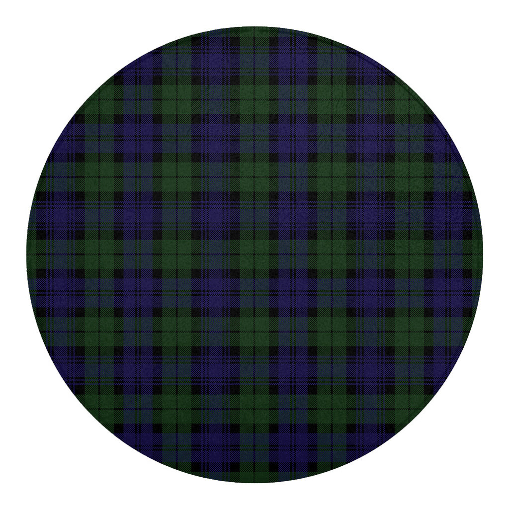 Black Watch Tartan Pattern Print Round Blanket