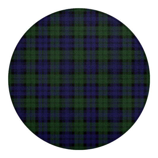 Black Watch Tartan Pattern Print Round Blanket