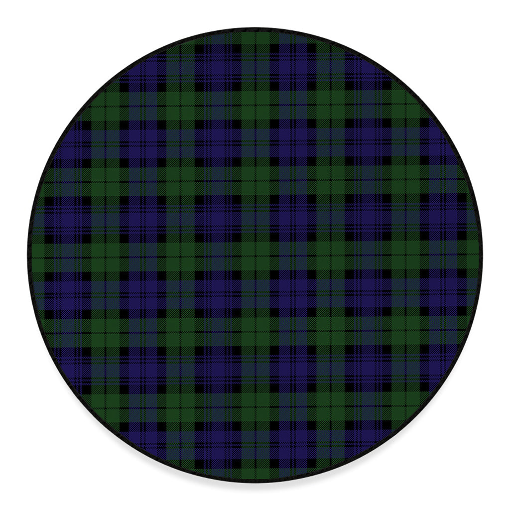 Black Watch Tartan Pattern Print Round Floor Mat