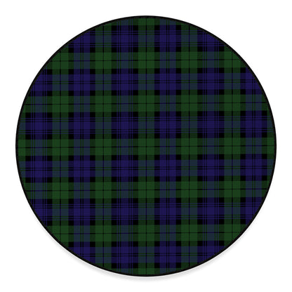 Black Watch Tartan Pattern Print Round Floor Mat
