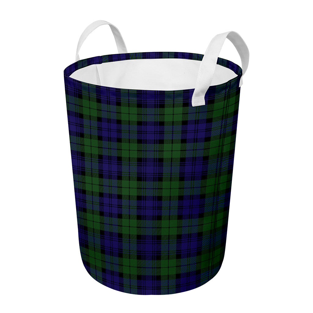 Black Watch Tartan Pattern Print Round Laundry Basket