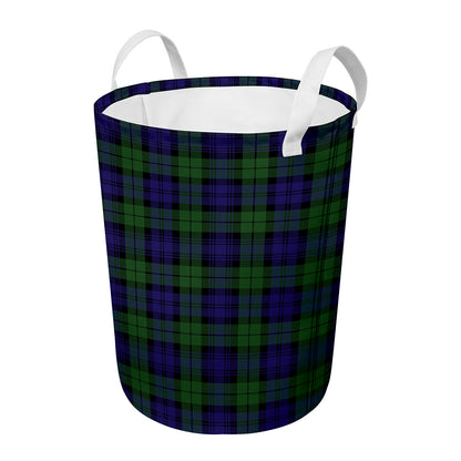 Black Watch Tartan Pattern Print Round Laundry Basket