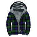 Black Watch Tartan Pattern Print Sherpa Lined Zip Up Hoodie