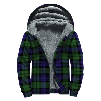 Black Watch Tartan Pattern Print Sherpa Lined Zip Up Hoodie