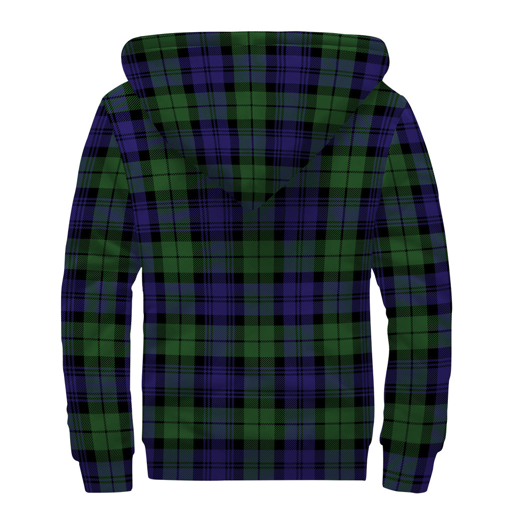 Black Watch Tartan Pattern Print Sherpa Lined Zip Up Hoodie