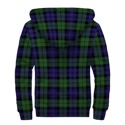 Black Watch Tartan Pattern Print Sherpa Lined Zip Up Hoodie