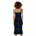 Black Watch Tartan Pattern Print Slim Fit Midi Cami Dress