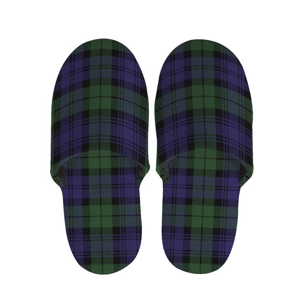 Black Watch Tartan Pattern Print Slippers