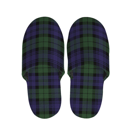 Black Watch Tartan Pattern Print Slippers