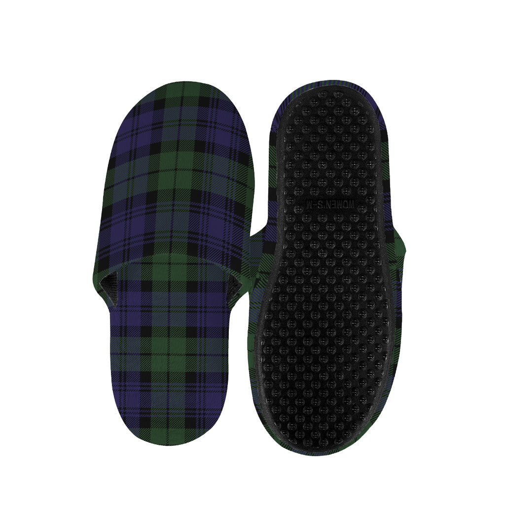 Black Watch Tartan Pattern Print Slippers