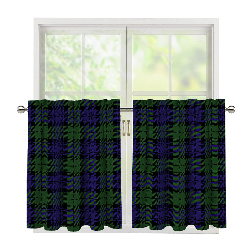 Black Watch Tartan Pattern Print Tier Curtains