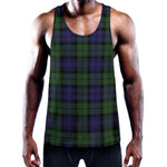 Black Watch Tartan Pattern Print Training Tank Top