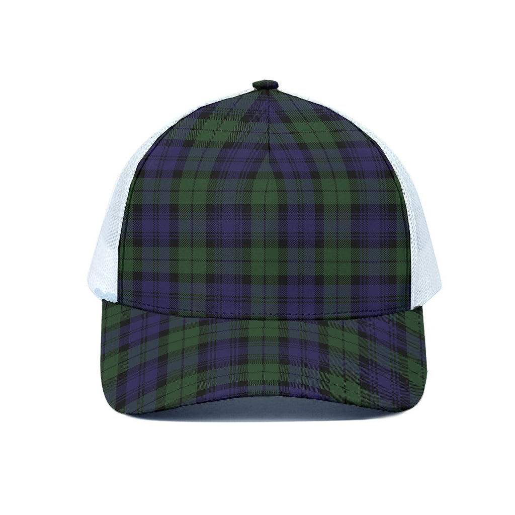 Black Watch Tartan Pattern Print White Mesh Trucker Cap