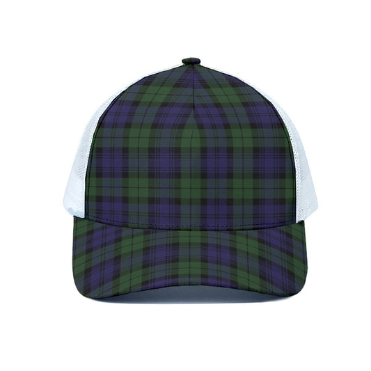 Black Watch Tartan Pattern Print White Mesh Trucker Cap