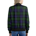 Black Watch Tartan Pattern Print Women's Bomber Jacket