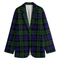Black Watch Tartan Pattern Print Women's Cotton Blazer