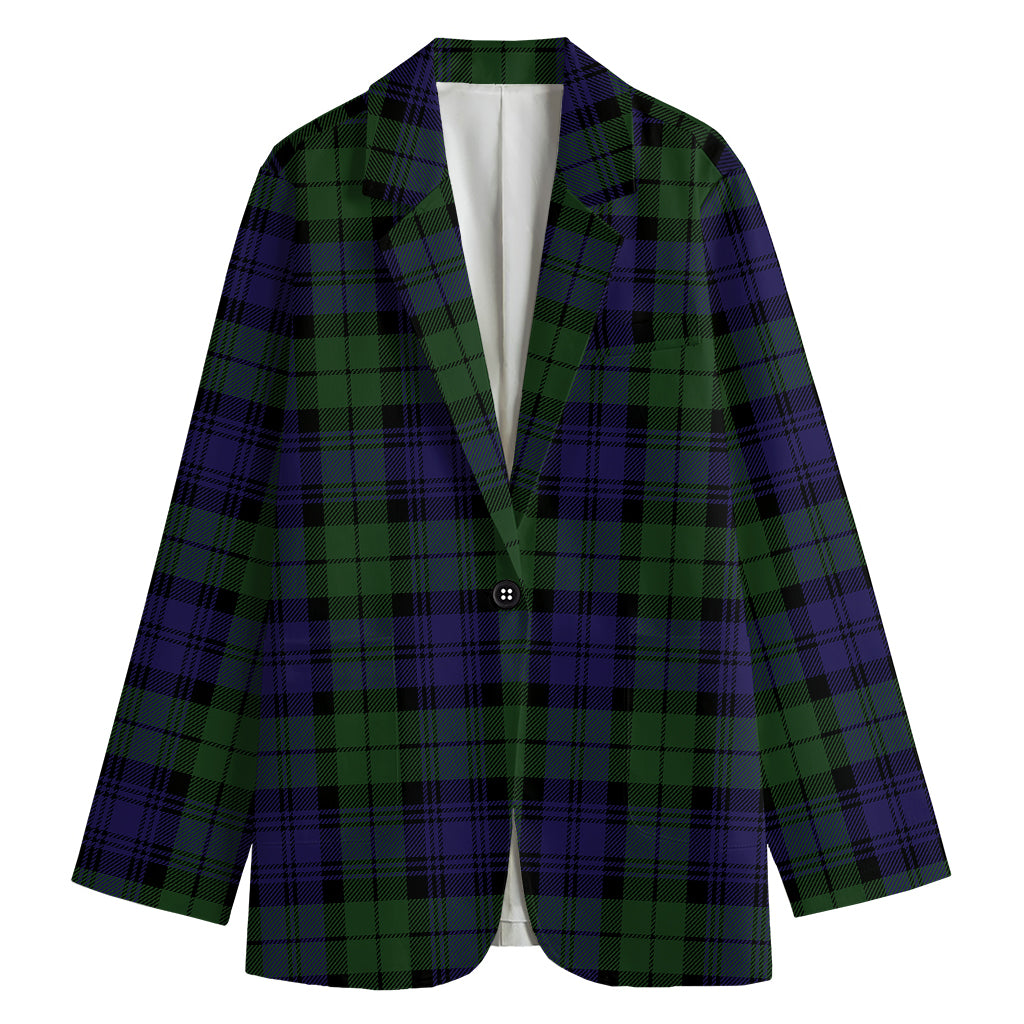 Black Watch Tartan Pattern Print Women's Cotton Blazer