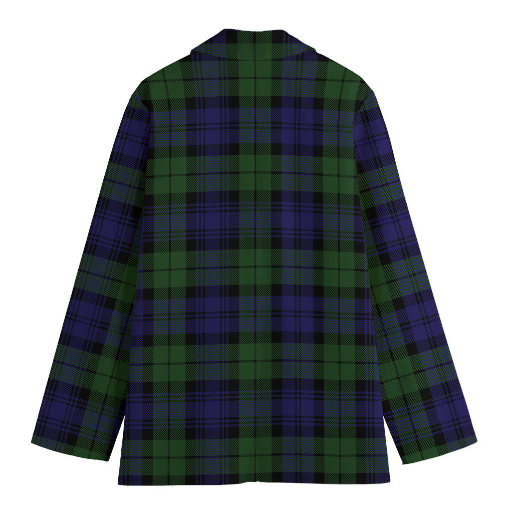 Black Watch Tartan Pattern Print Women's Cotton Blazer