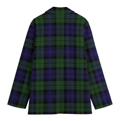 Black Watch Tartan Pattern Print Women's Cotton Blazer