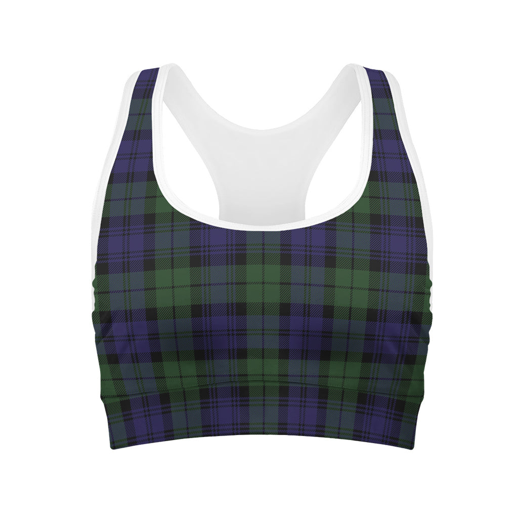 Black Watch Tartan Pattern Print Women's Sports Bra