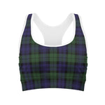 Black Watch Tartan Pattern Print Women's Sports Bra