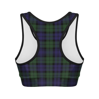 Black Watch Tartan Pattern Print Women's Sports Bra