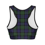 Black Watch Tartan Pattern Print Women's Sports Bra