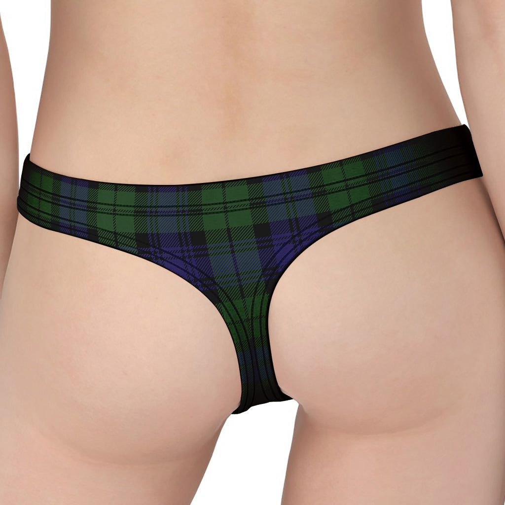 Black Watch Tartan Pattern Print Women's Thong