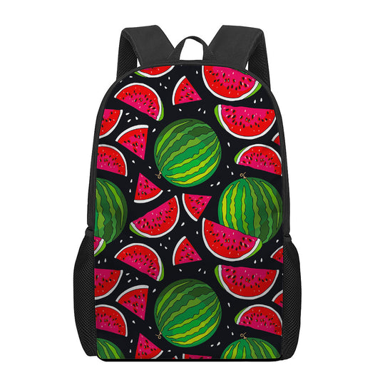 Black Watermelon Pieces Pattern Print 17 Inch Backpack