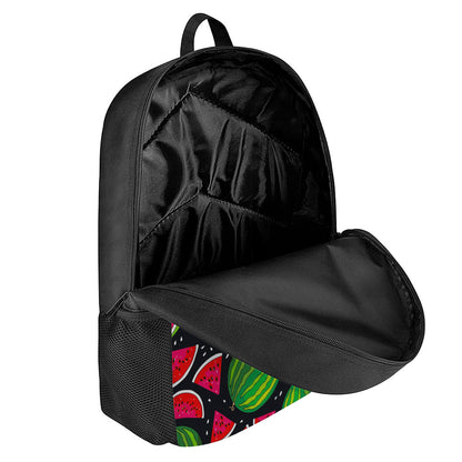 Black Watermelon Pieces Pattern Print 17 Inch Backpack