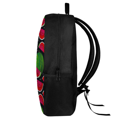 Black Watermelon Pieces Pattern Print 17 Inch Backpack