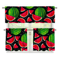 Black Watermelon Pieces Pattern Print 3 Piece Kitchen Curtains