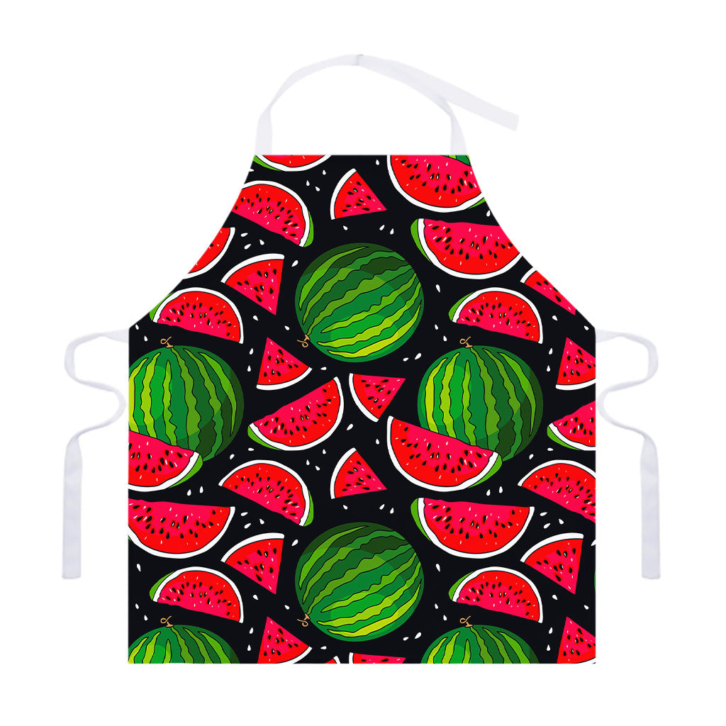 Black Watermelon Pieces Pattern Print Adjustable Apron