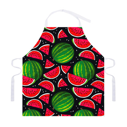 Black Watermelon Pieces Pattern Print Adjustable Apron