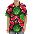 Black Watermelon Pieces Pattern Print Aloha Shirt