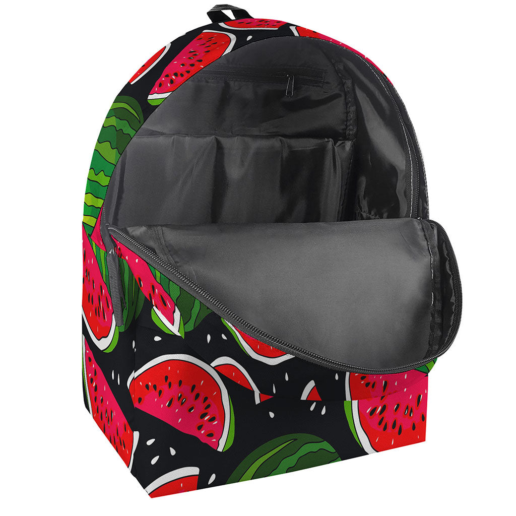 Black Watermelon Pieces Pattern Print Backpack