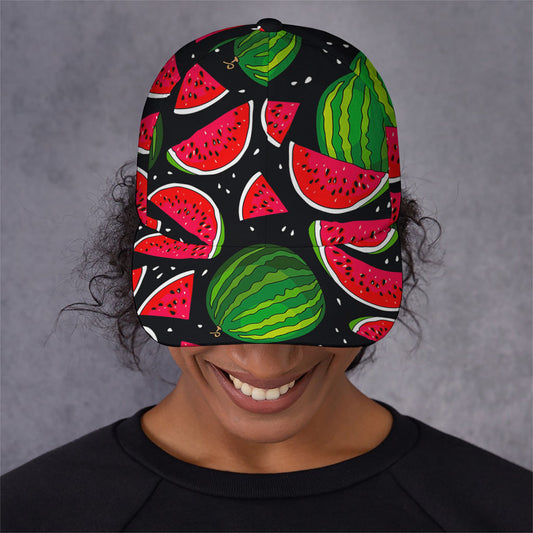 Black Watermelon Pieces Pattern Print Baseball Cap
