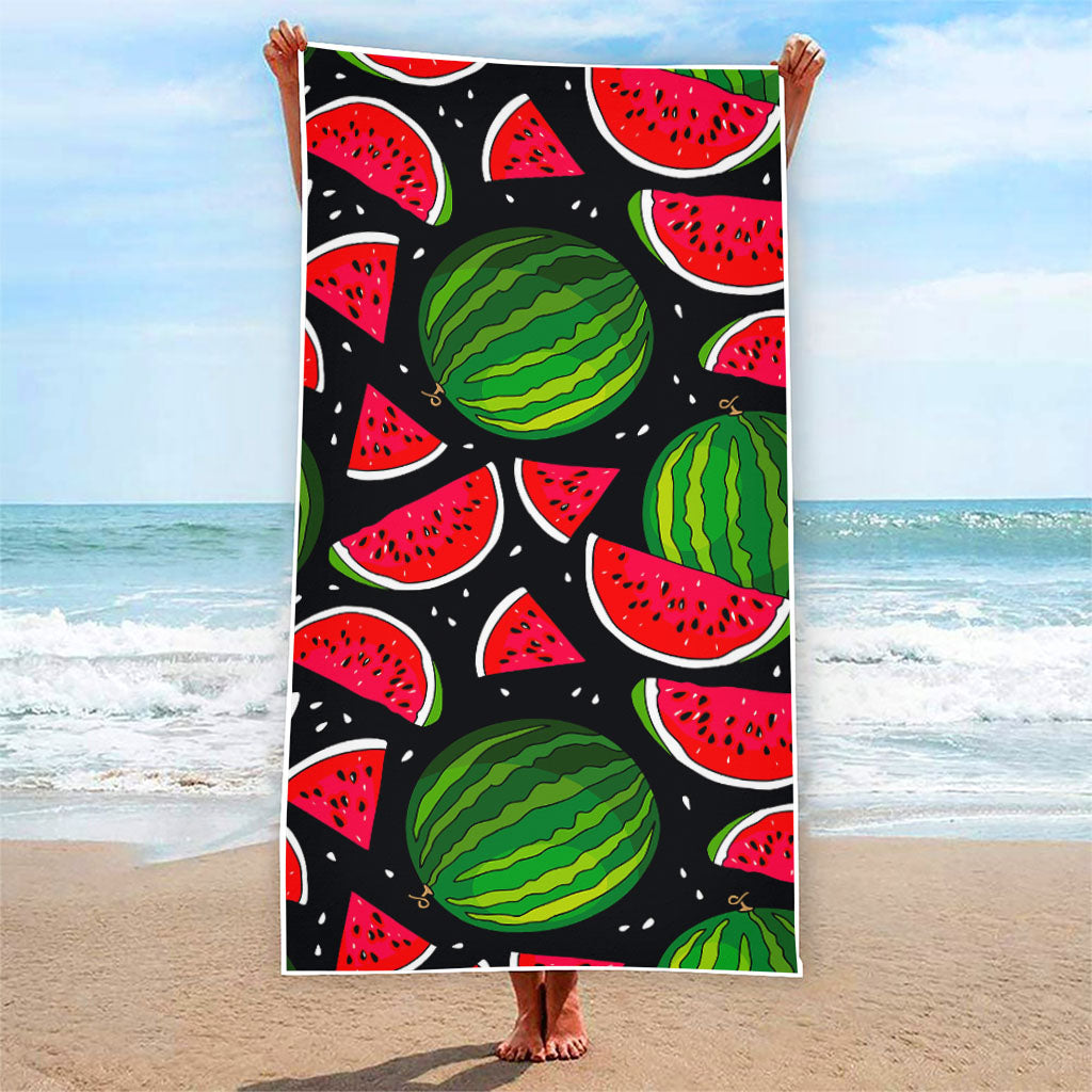 Black Watermelon Pieces Pattern Print Beach Towel
