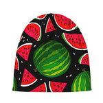 Black Watermelon Pieces Pattern Print Beanie